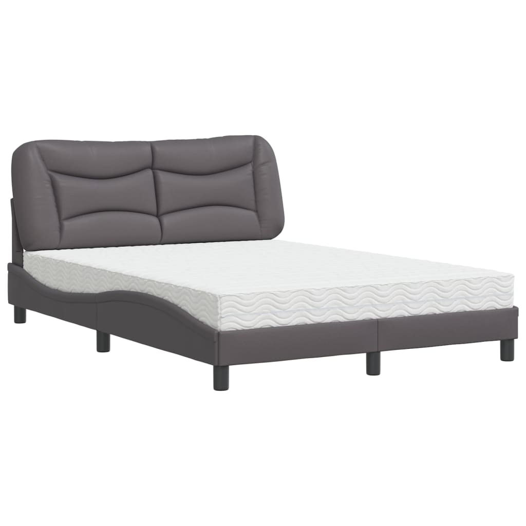 vidaXL Bed met matras "Hvar" kunstleer grijs 120x200 cm, foto 3