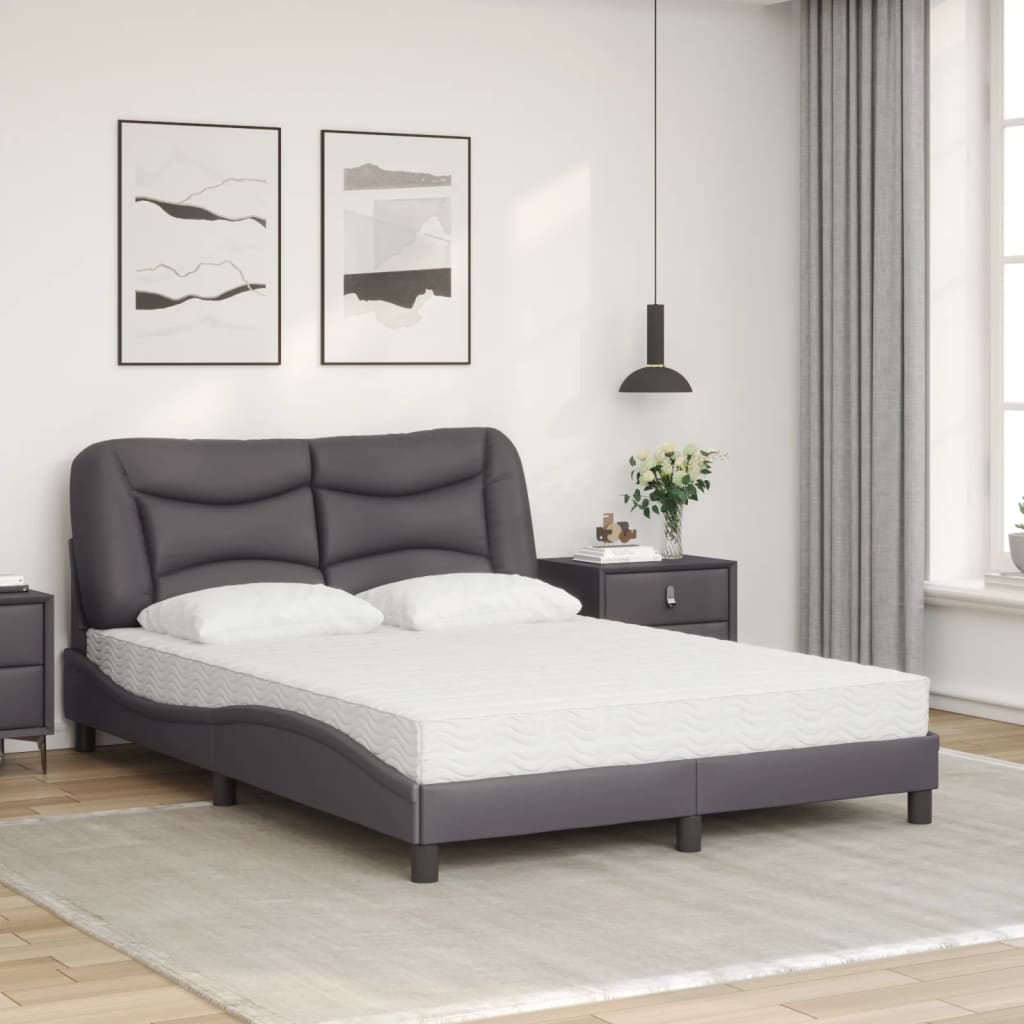 vidaXL Bed met matras kunstleer grijs 120x200 cm afbeelding