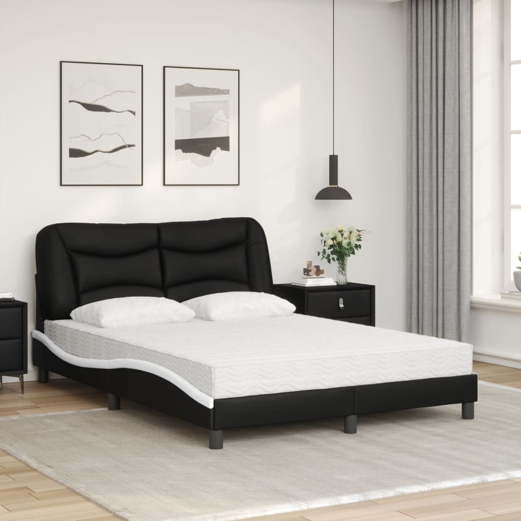 vidaXL Bed met matras kunstleer zwart en wit 120x200 cm afbeelding