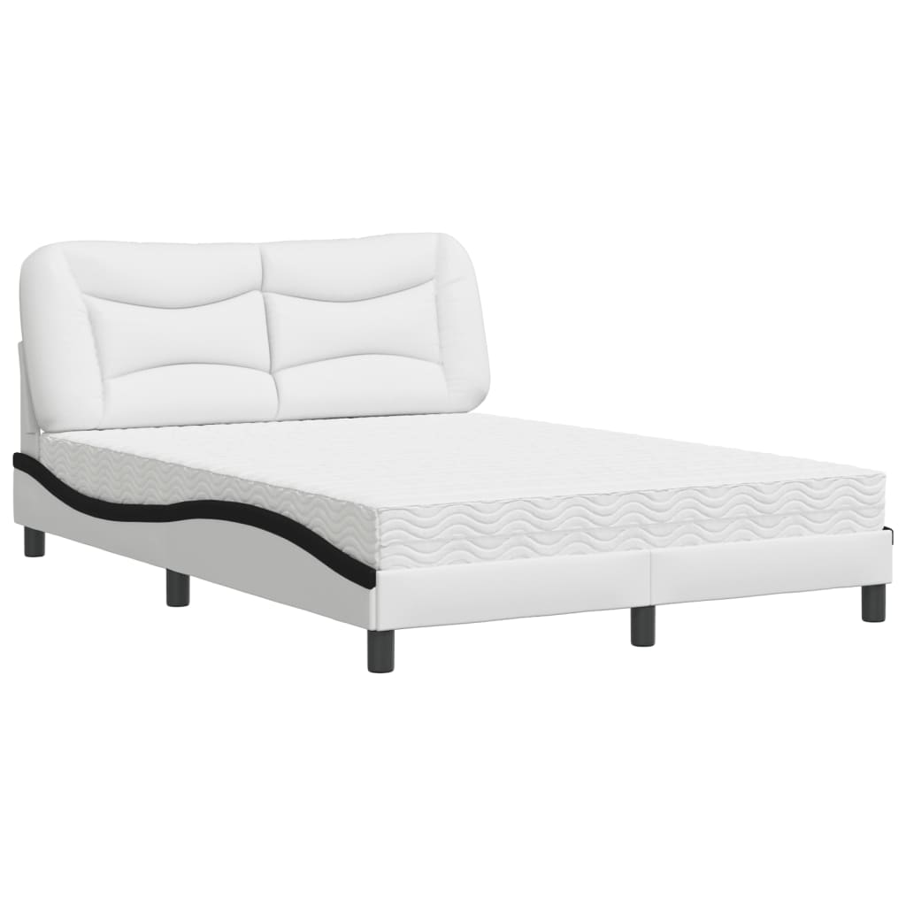 E-shop vidaXL Posteľ s matracom Hvar bielo-čierna 120x200 cm umelá koža