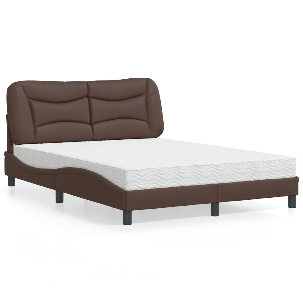 vidaXL Bett mit Matratze Braun 140x190 cm Kunstleder