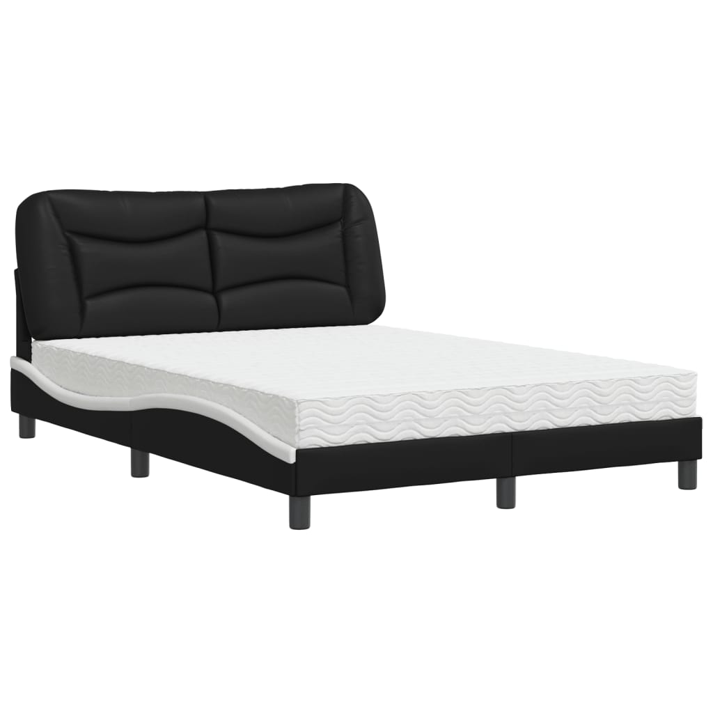 vidaXL Postel s matrací černá a bílá 140 x 190 cm umělá kůže