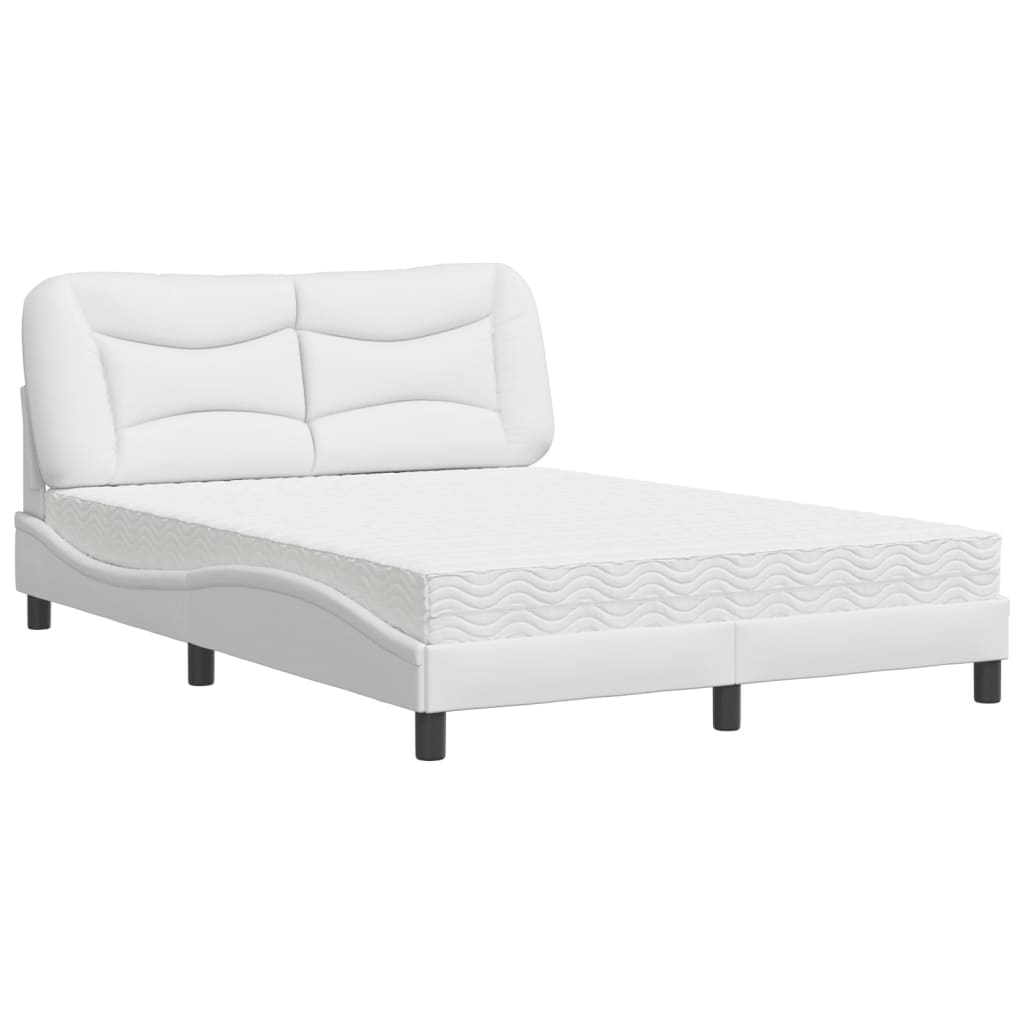 vidaXL Bed met matras "Hvar" kunstleer wit 140x200 cm, foto 3