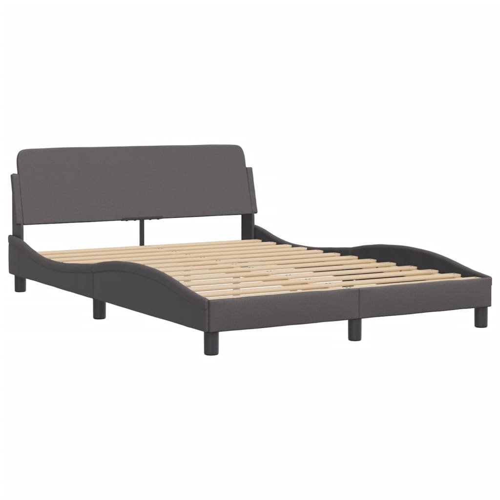 vidaXL Bed met matras "Hvar" kunstleer grijs 140x200 cm, foto 4