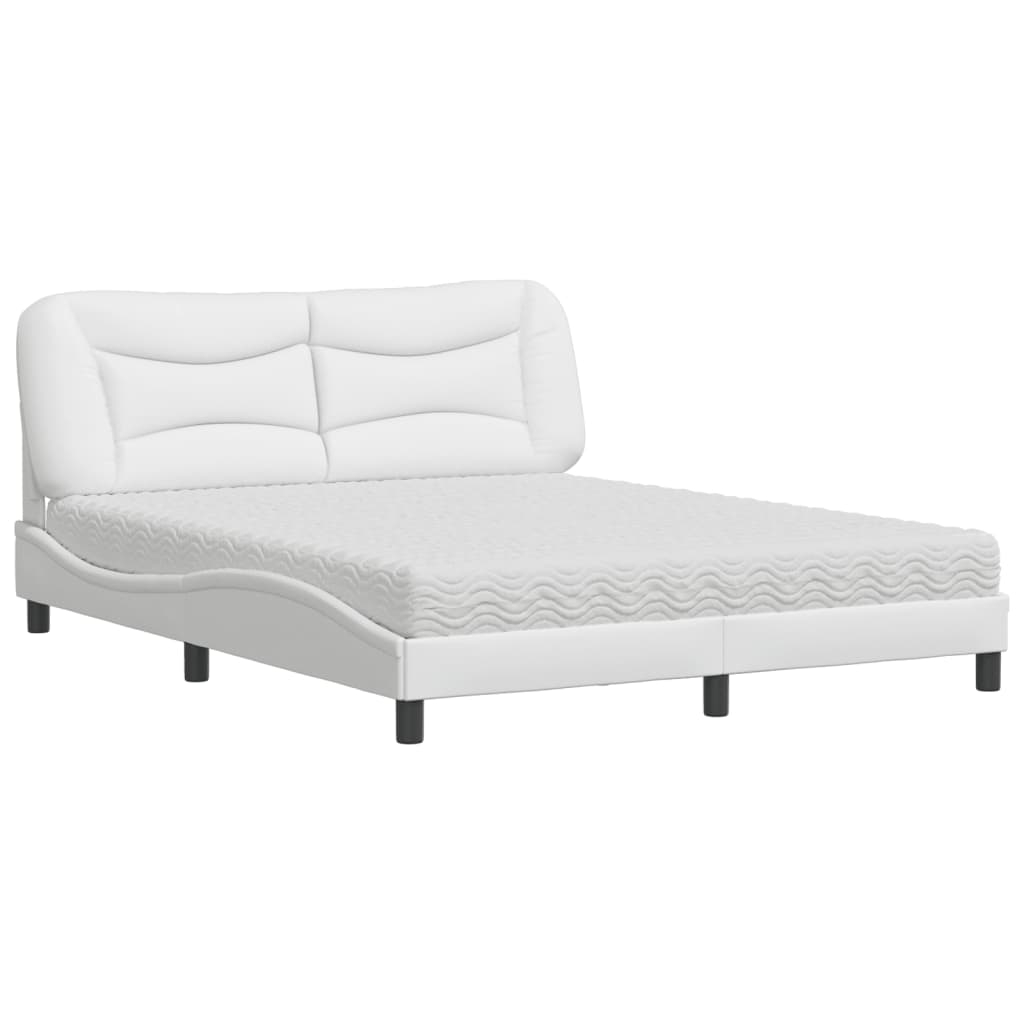 E-shop vidaXL Posteľ s matracom Hvar biela 160x200 cm umelá koža