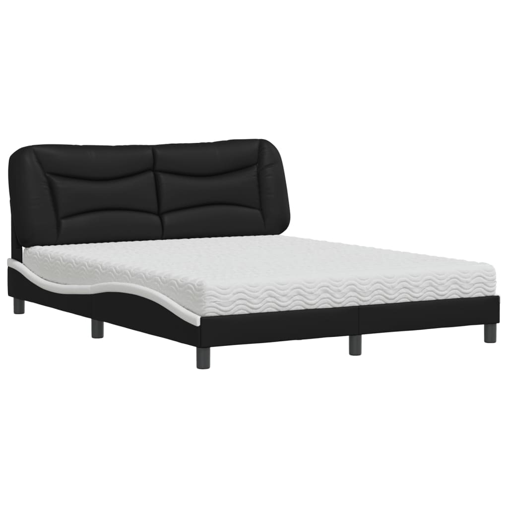 vidaXL Postel s matrací černá a bílá 160 x 200 cm umělá kůže