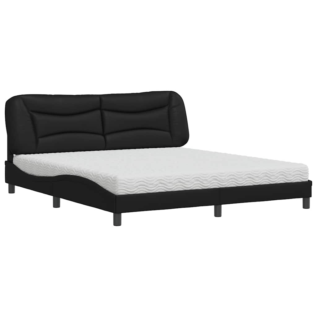vidaXL Bed met matras "Hvar" kunstleer zwart 180x200 cm, foto 3