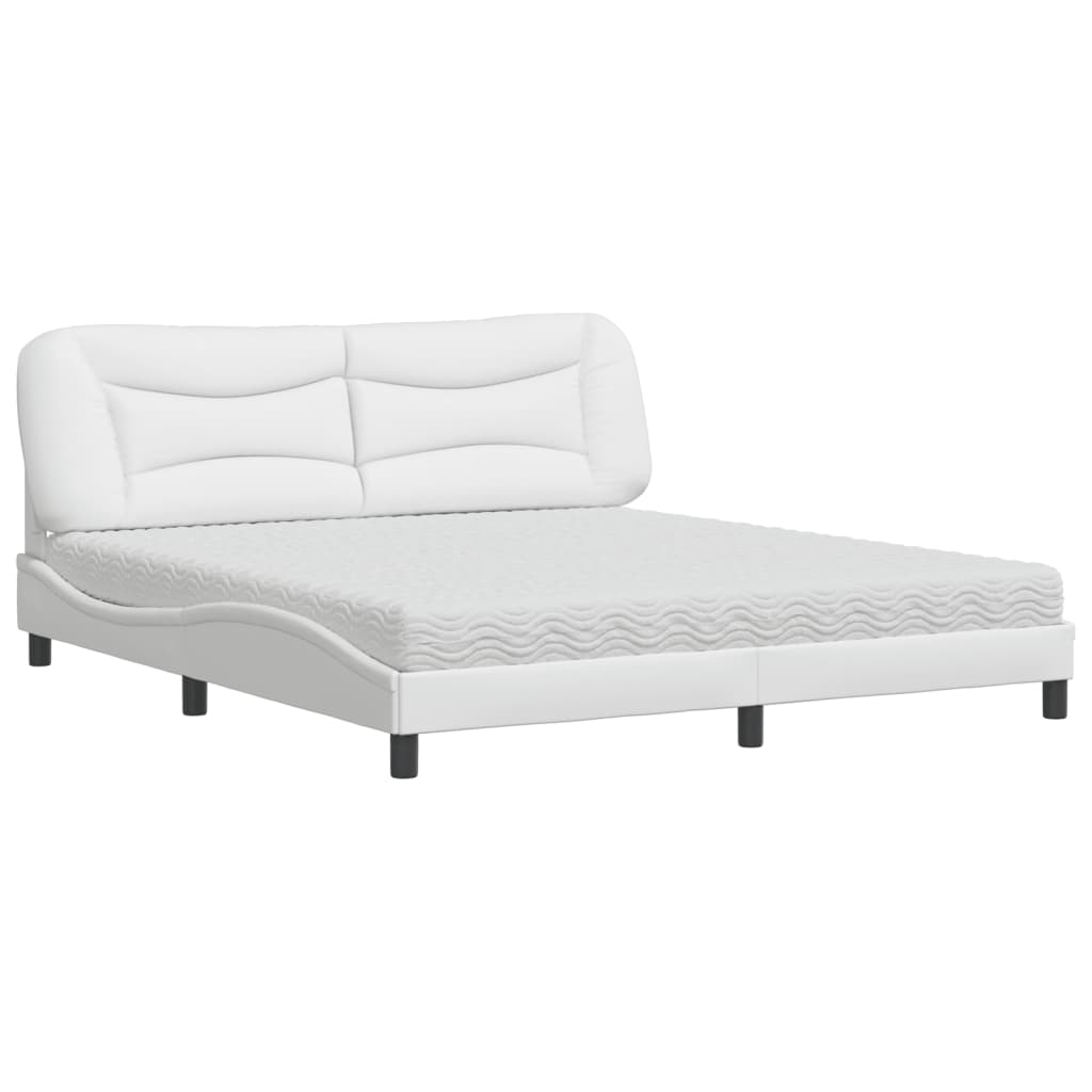 vidaXL Bed met matras "Hvar" kunstleer wit 180x200 cm, foto 3