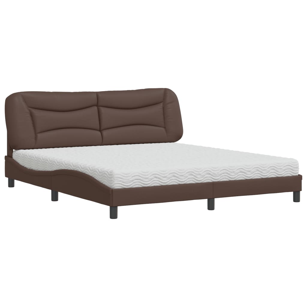 E-shop vidaXL Posteľ s matracom Hvar hnedá 180x200 cm umelá koža