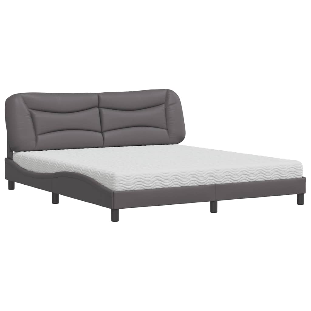 vidaXL Bed met matras "Hvar" kunstleer grijs 180x200 cm, foto 3