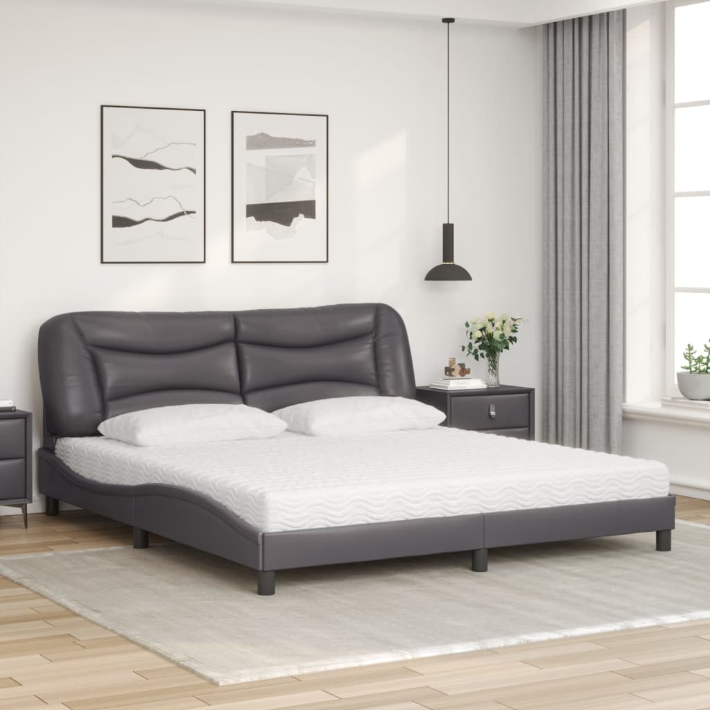 Thumbnail - vidaXL Bett mit Matratze "Hvar" Grau 180x200 cm Kunstleder