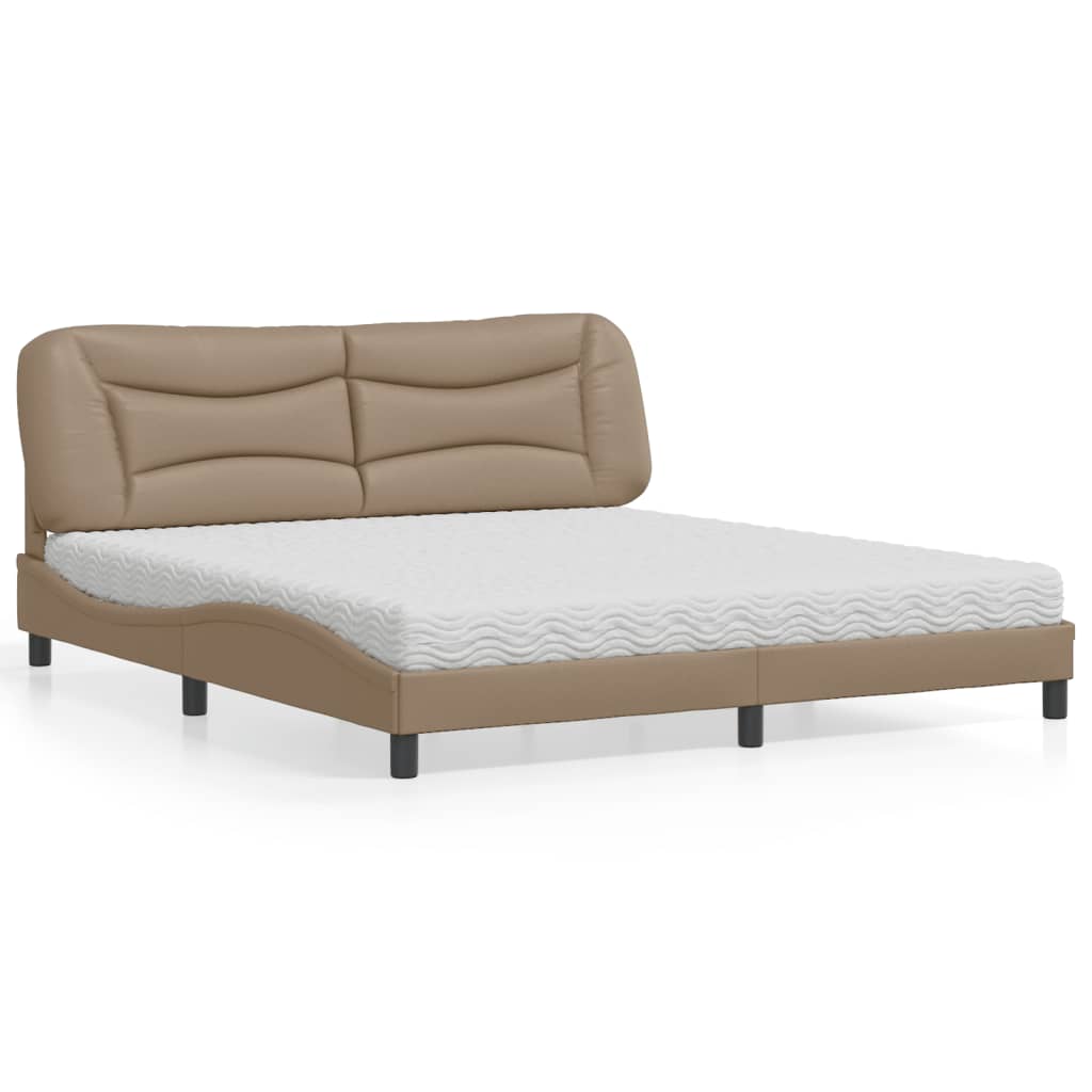 vidaXL seng med madras Hvar 180x200 cm kunstlæder cappuccinofarvet