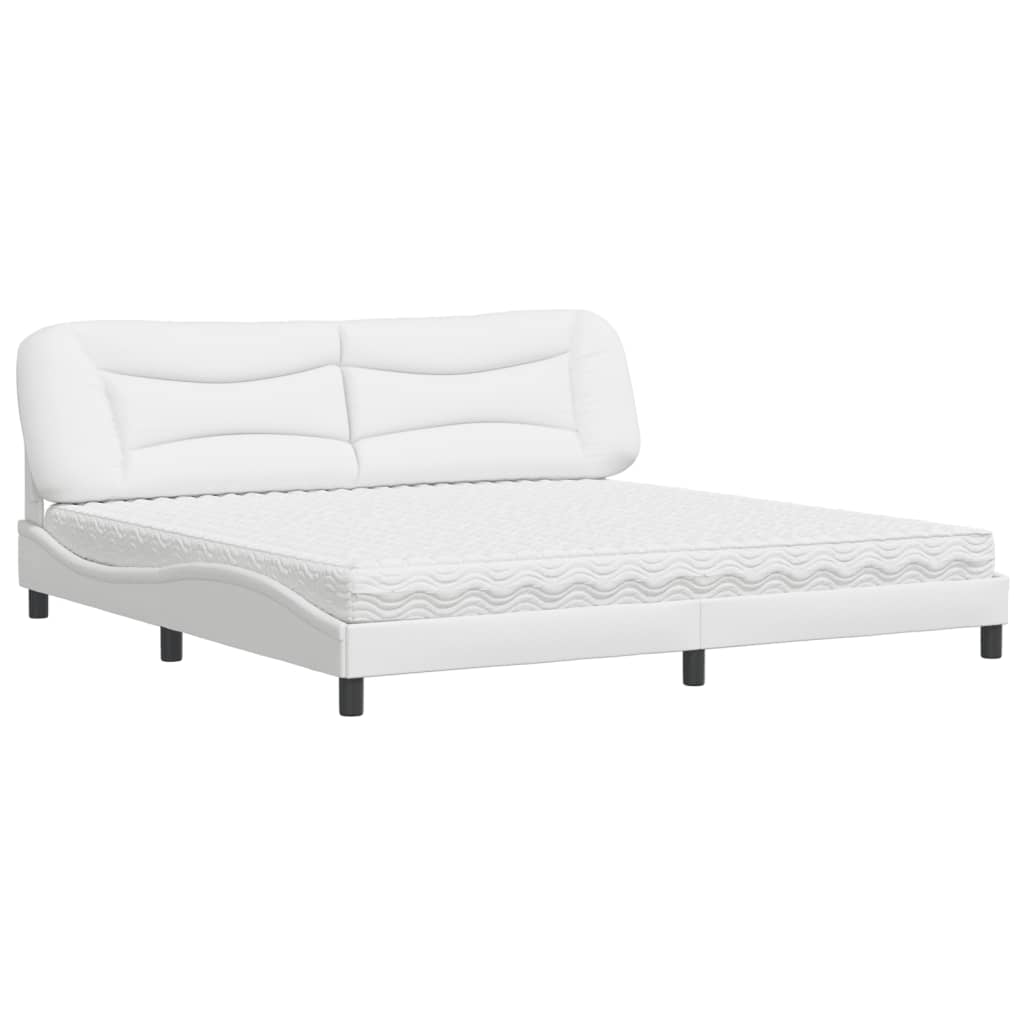 vidaXL Bed met matras "Hvar" kunstleer wit 200x200 cm, foto 3