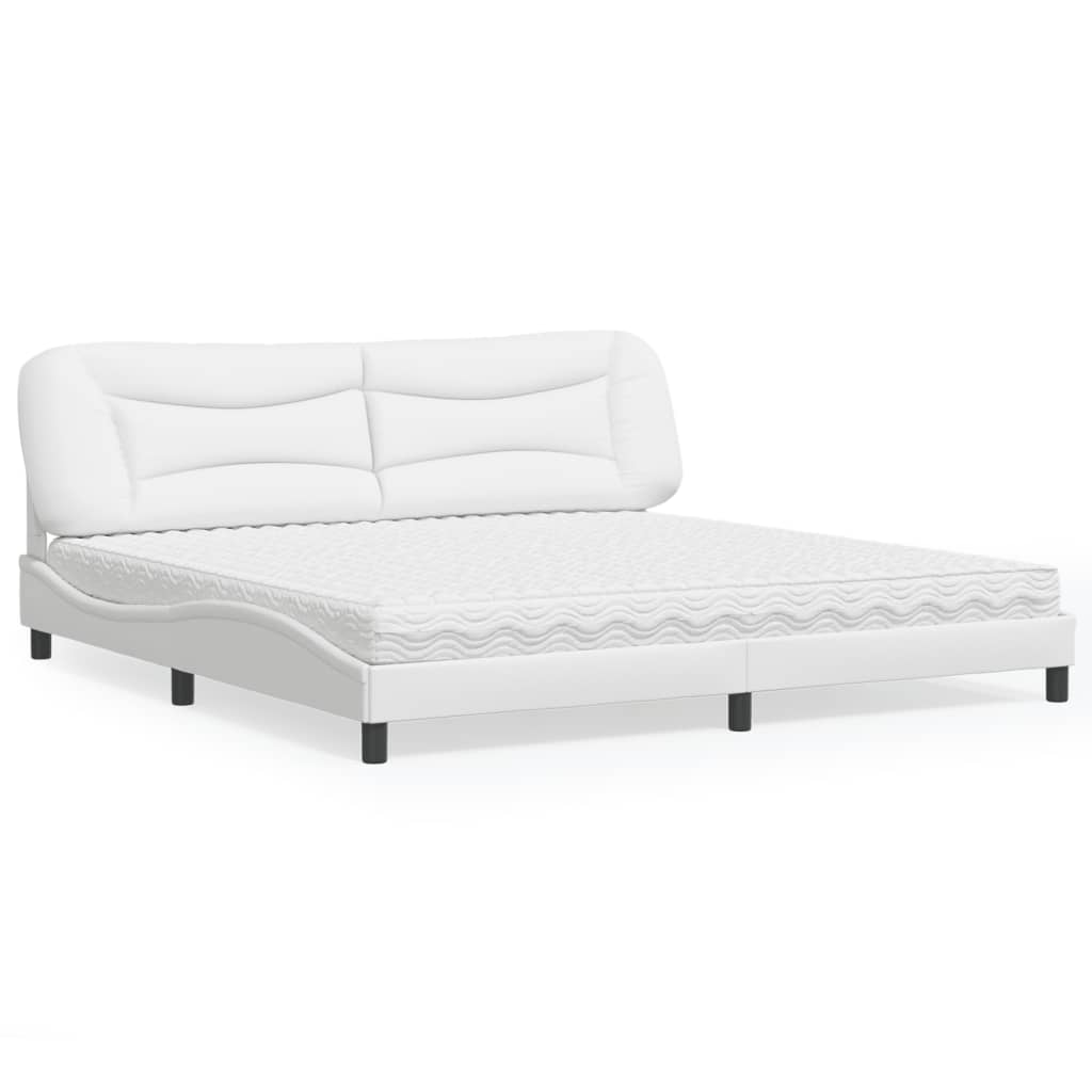 vidaXL seng med madras Hvar 200x200 cm kunstlæder hvid