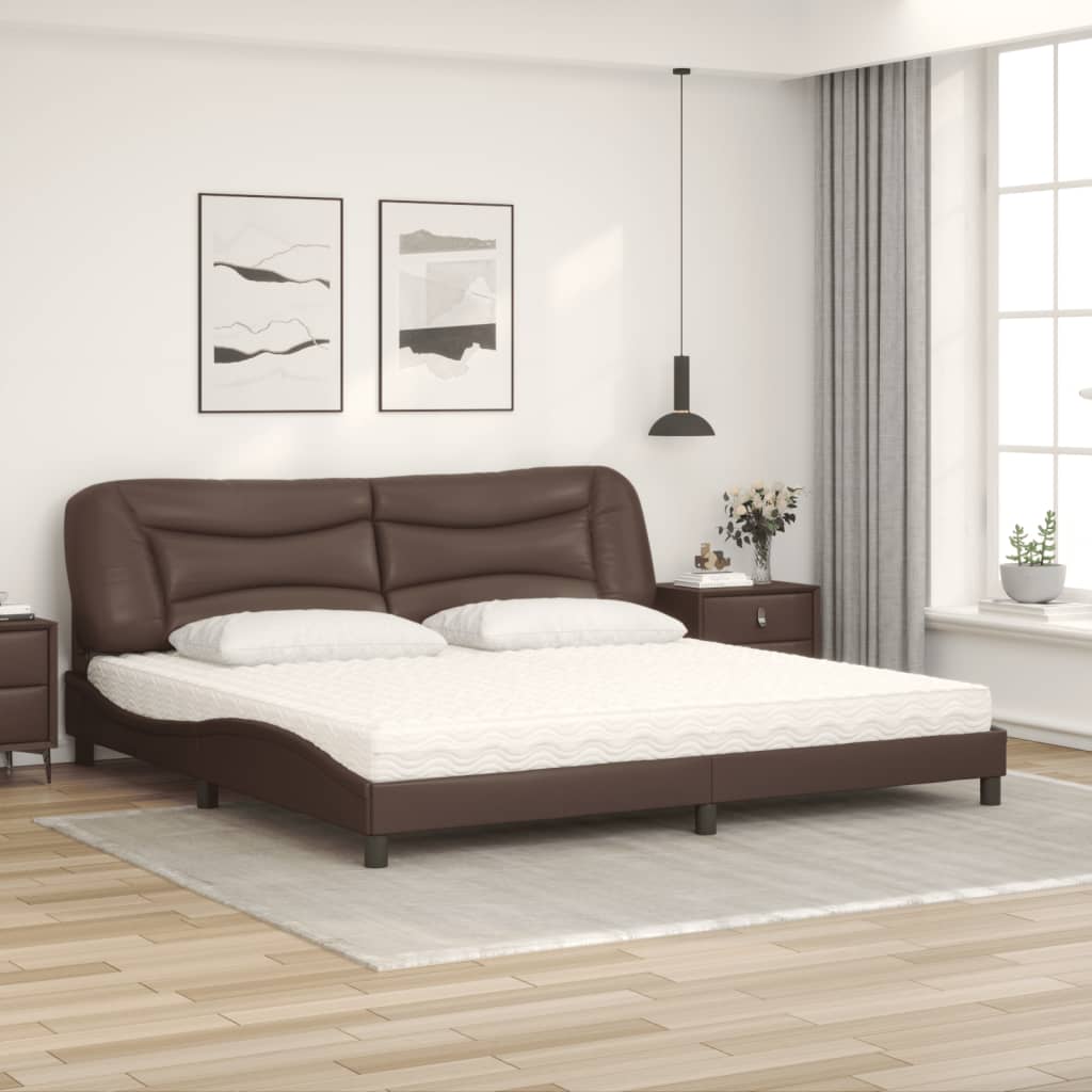 vidaXL Bed met matras kunstleer bruin 200x200 cm afbeelding