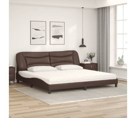 vidaXL Bett mit Matratze "Hvar" Braun 200x200 cm Kunstleder