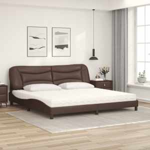 vidaXL Bett mit Matratze "Hvar" Braun 200x200 cm Kunstleder