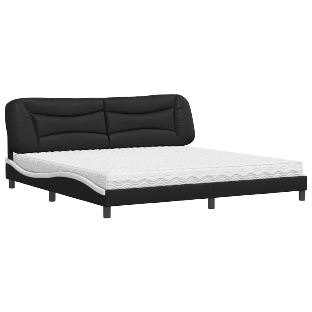 vidaXL Postel s matrací černá a bílá 200 x 200 cm umělá kůže