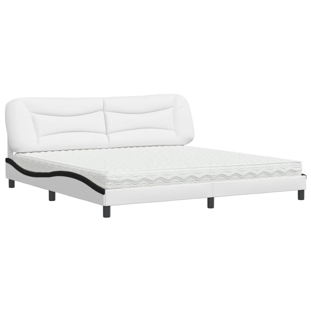 vidaXL Postel s matrací bílá a černá 200 x 200 cm umělá kůže