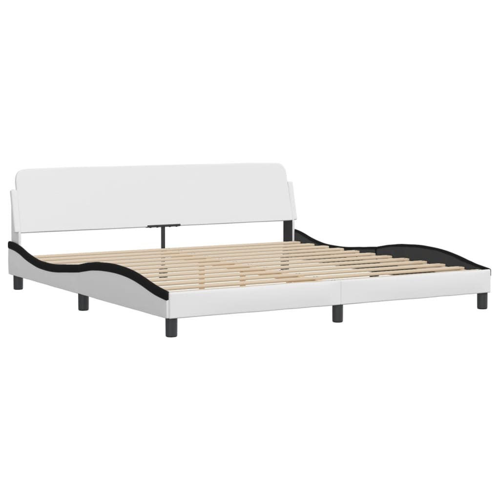vidaXL Bed met matras "Hvar" kunstleer wit en zwart 200x200 cm, foto 4