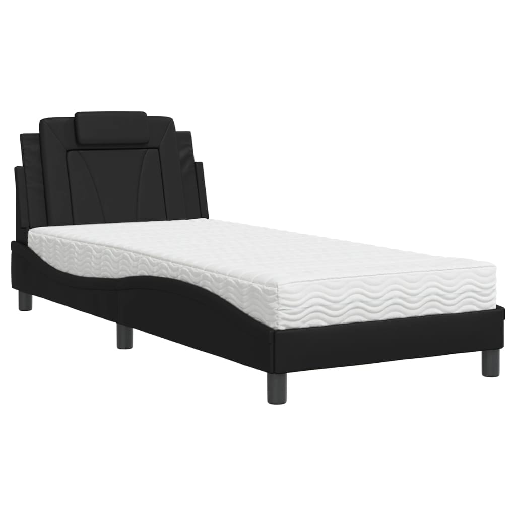 Thumbnail - vidaXL Bett "Viana" mit Matratze Schwarz 80x200 cm Kunstleder
