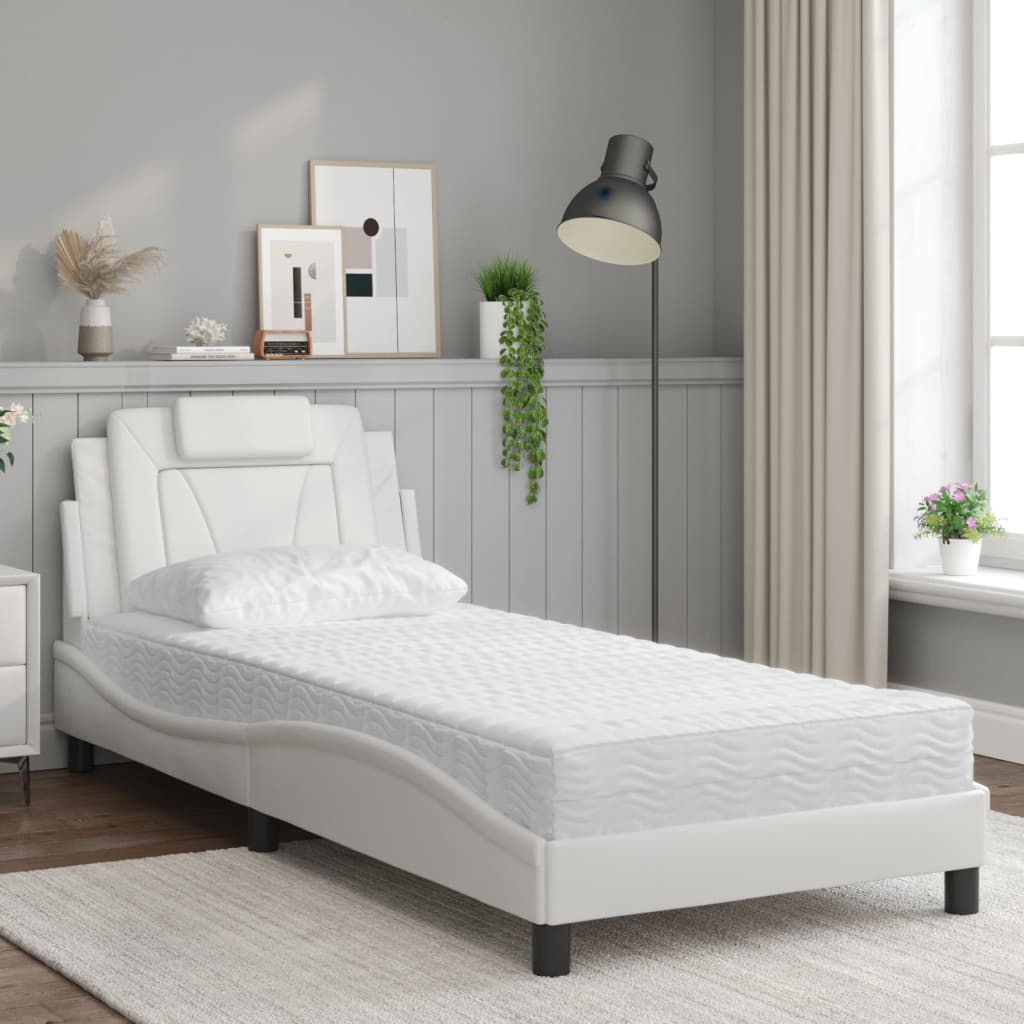 vidaXL Bed met matras kunstleer wit 80x200 cm afbeelding