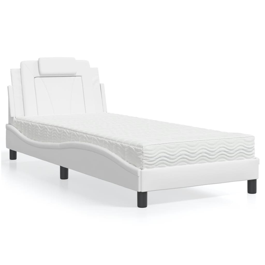 vidaXL Bett "Viana" mit Matratze Weiß 80x200 cm Kunstleder