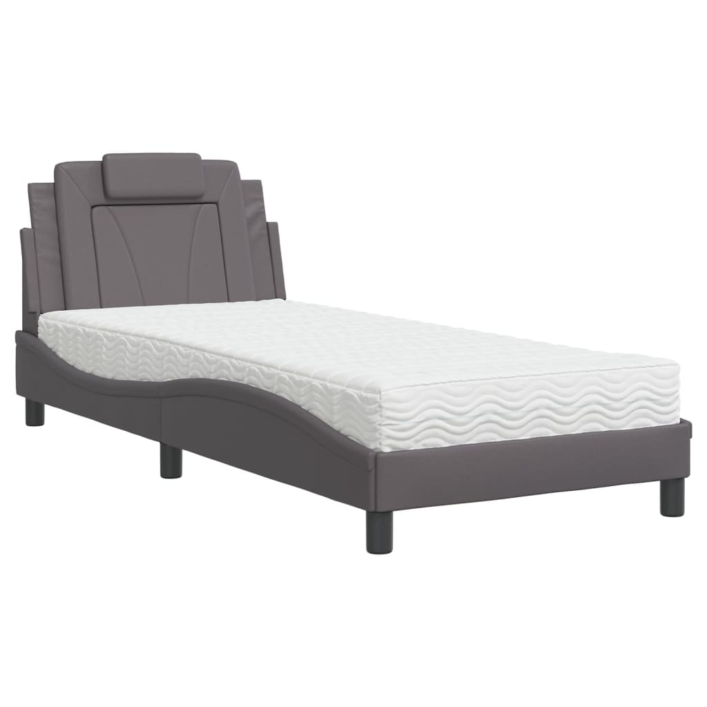 vidaXL Bed "Viana" met matras kunstleer grijs 80x200 cm, foto 3