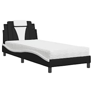 Postel Viana s matrací černá a bílá 80 x 200 cm umělá kůže - obrázek 2