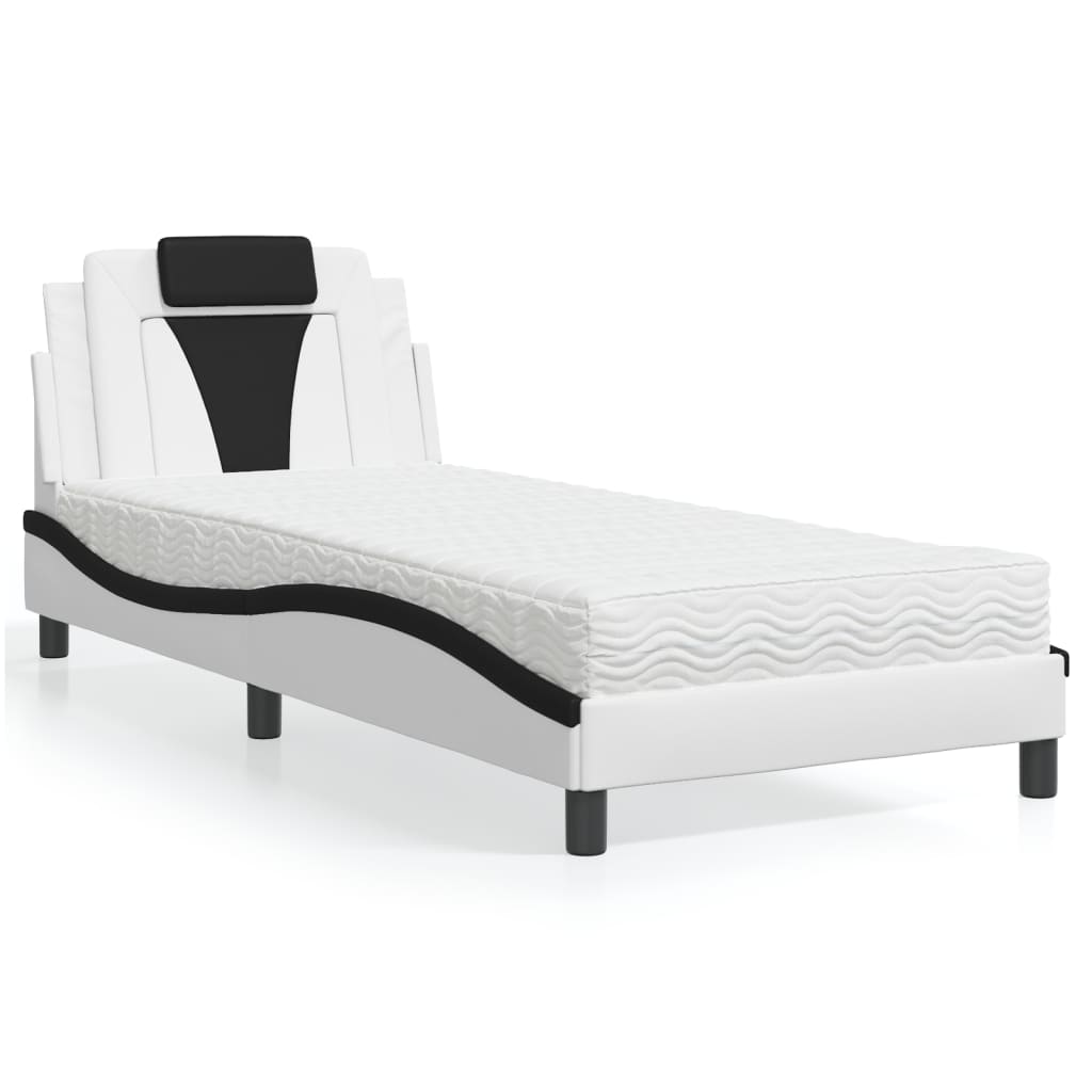 vidaXL seng med madras 80x200 cm kunstlæder sort og hvid