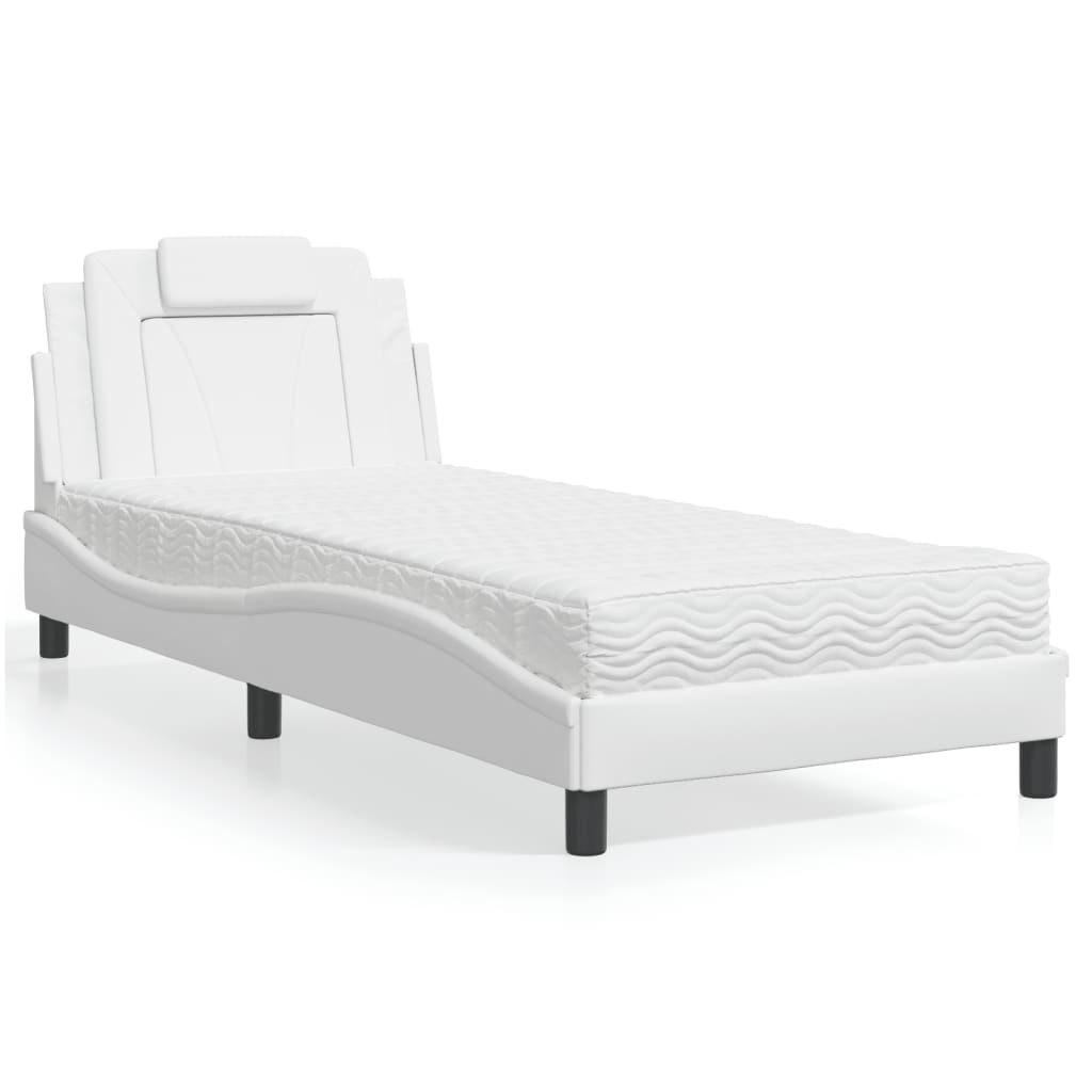 vidaXL Bett "Viana" mit Matratze Weiß 90x190 cm Kunstleder