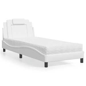 Postel Viana s matrací bílá 90 x 190 cm umělá kůže - obrázek 1