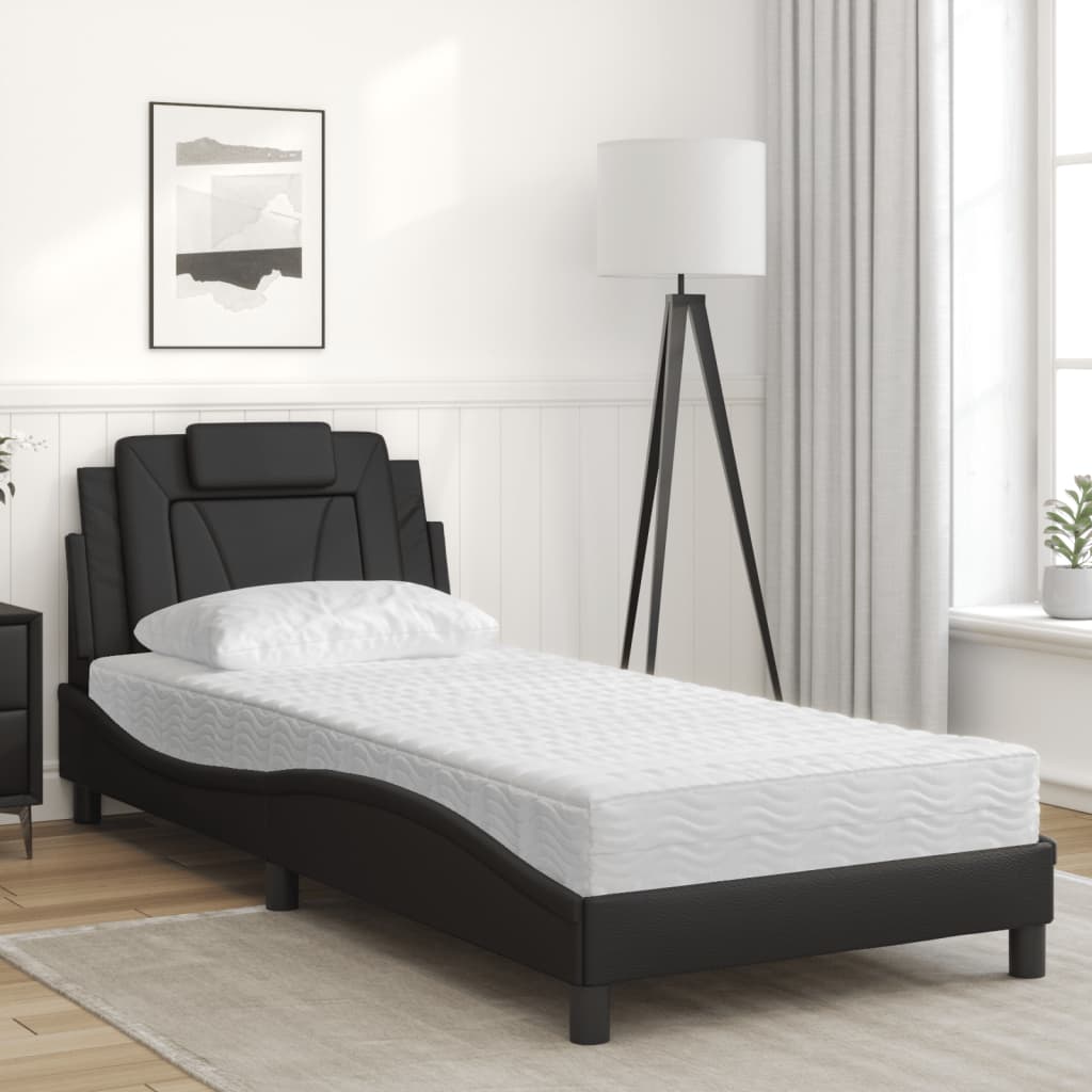Thumbnail - vidaXL Bett "Viana" mit Matratze Schwarz 90x200 cm Kunstleder