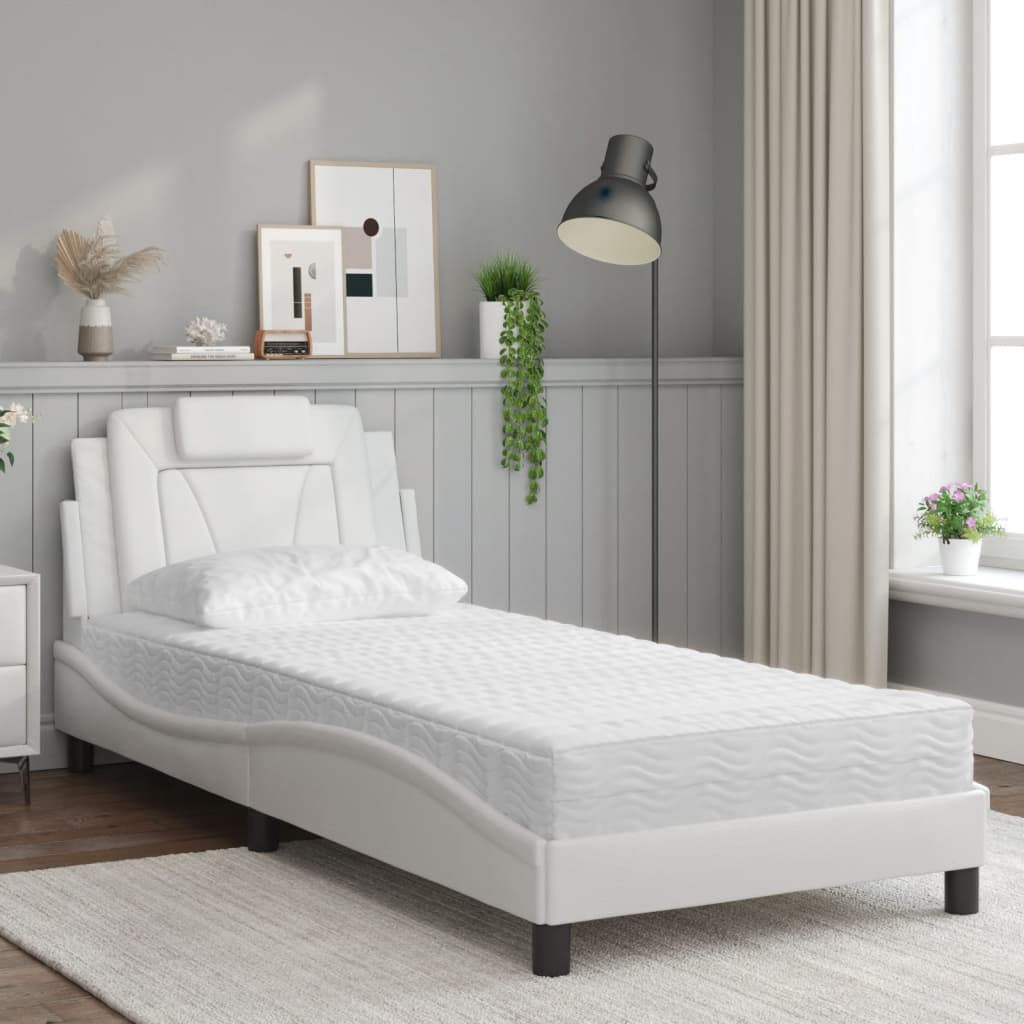 vidaXL Bed met matras kunstleer wit 90x200 cm afbeelding