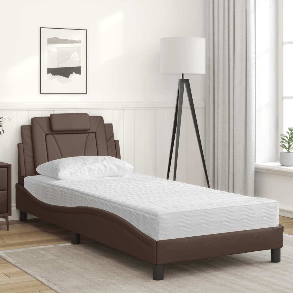 vidaXL Bed met matras kunstleer bruin 90x200 cm afbeelding