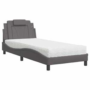 Postel Viana s matrací šedá 90 x 200 cm umělá kůže - obrázek 2