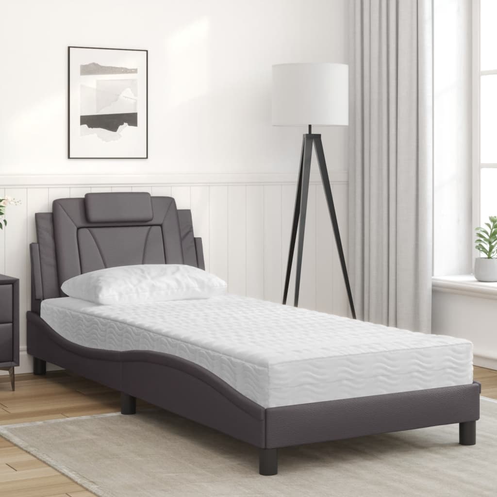 Thumbnail - vidaXL Bett "Viana" mit Matratze Grau 90x200 cm Kunstleder
