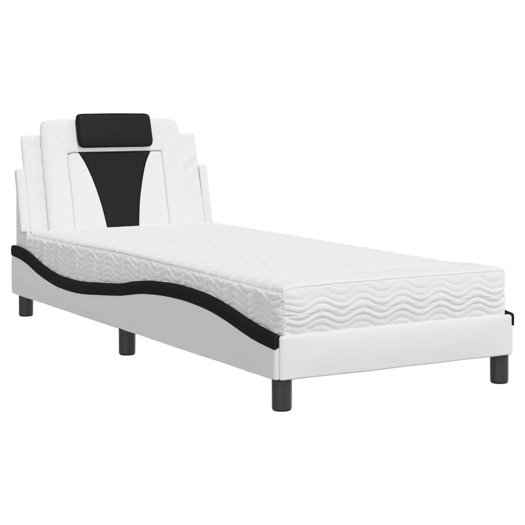 vidaXL Bed "Viana" met matras kunstleer zwart en wit 90x200 cm, foto 3