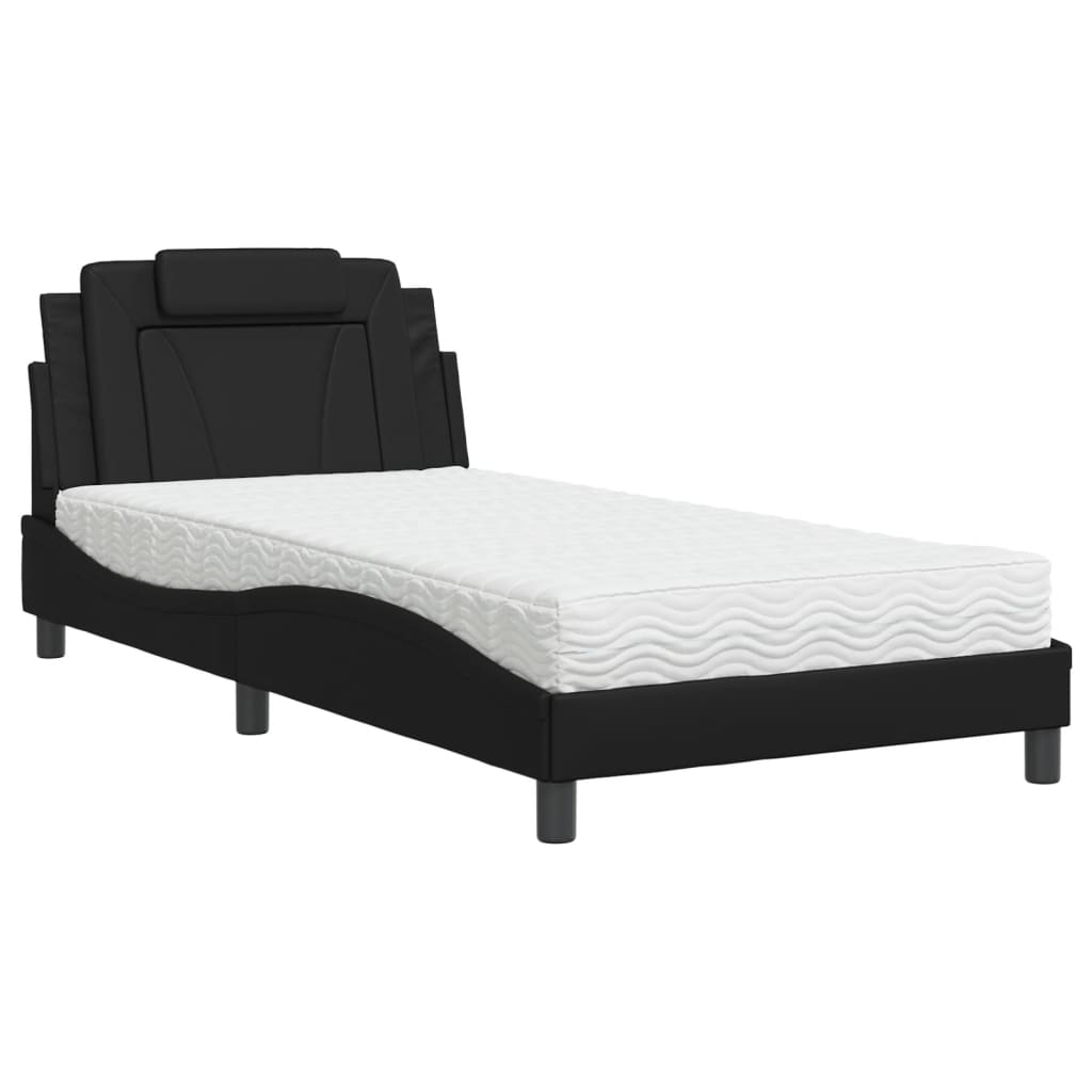 E-shop vidaXL Posteľ Viana s matracom čierna 100x200 cm umelá koža