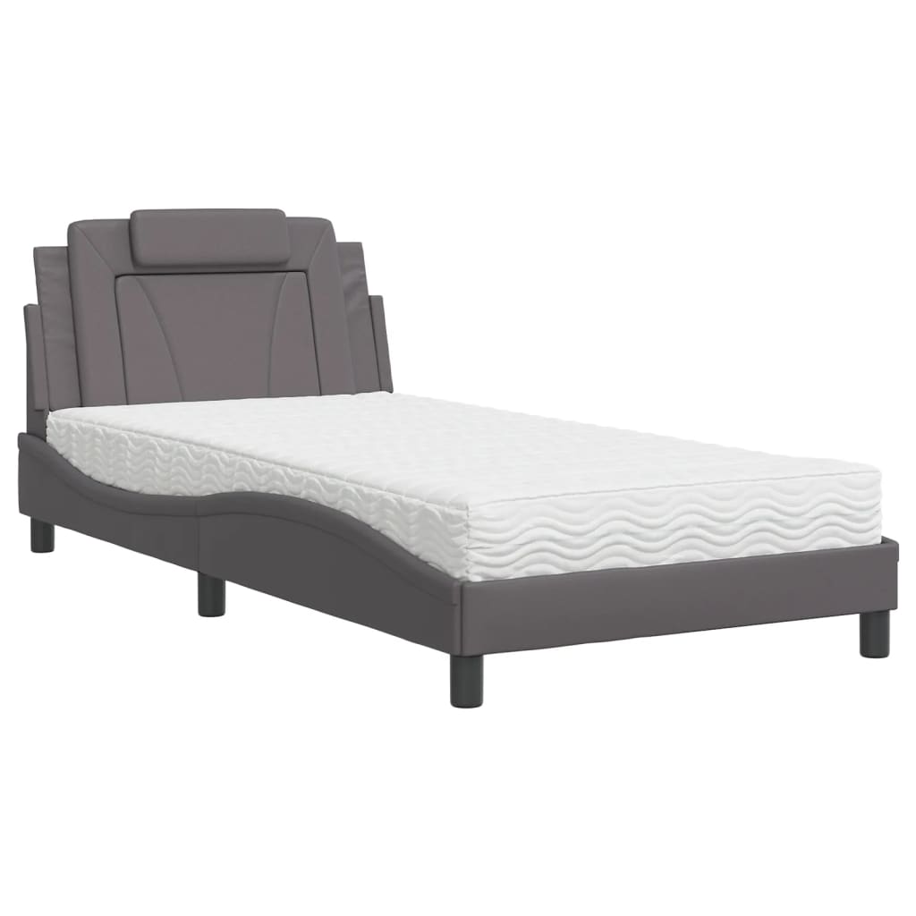 vidaXL Bed "Viana" met matras kunstleer grijs 100x200 cm, foto 3