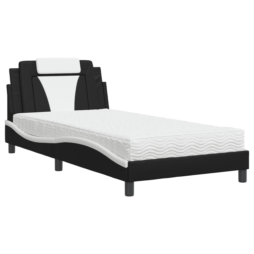 vidaXL Bed "Viana" met matras kunstleer zwart en wit 100x200 cm, foto 3
