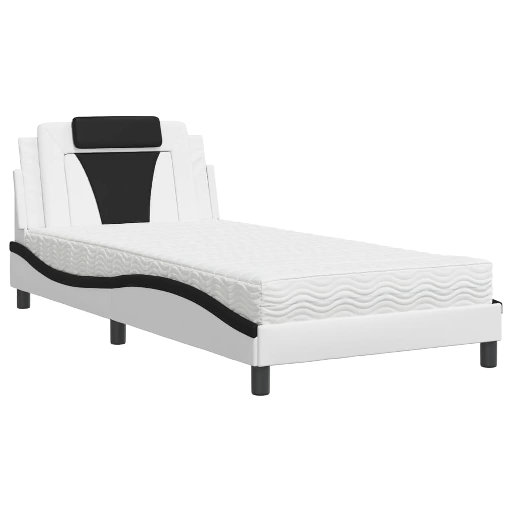 vidaXL Bed "Viana" met matras kunstleer wit en zwart 100x200 cm, foto 3