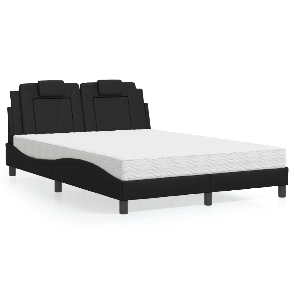 vidaXL Bett mit Matratze Schwarz 120x200 cm Kunstleder