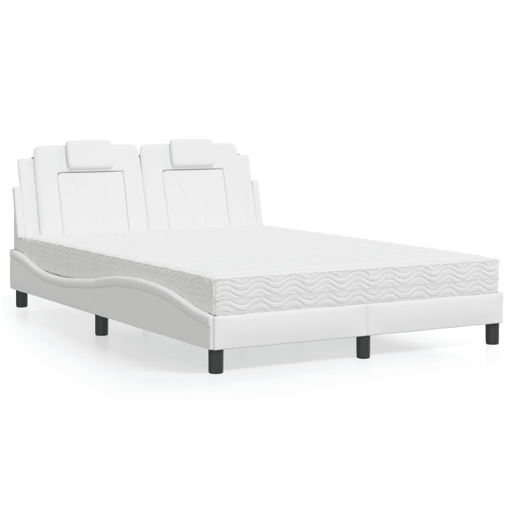 Bett mit Matratze Weiß 120×200 cm Kunstleder