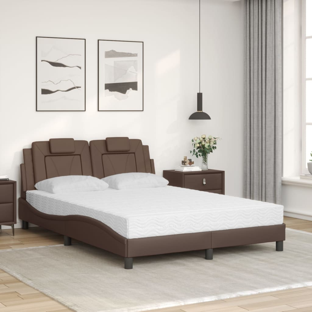 vidaXL Bed met matras kunstleer bruin 120x200 cm afbeelding