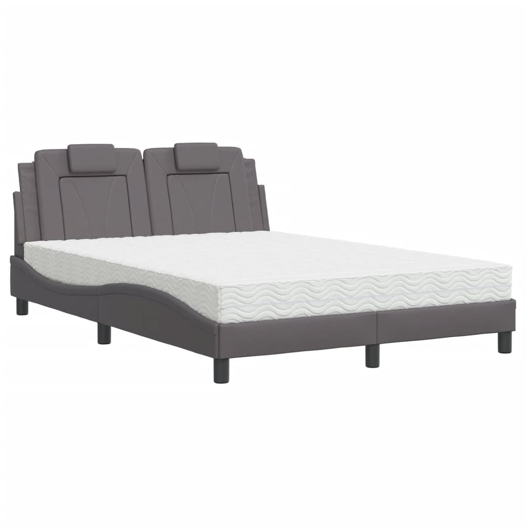 vidaXL Bed "Viana" met matras kunstleer grijs 120x200 cm, foto 3