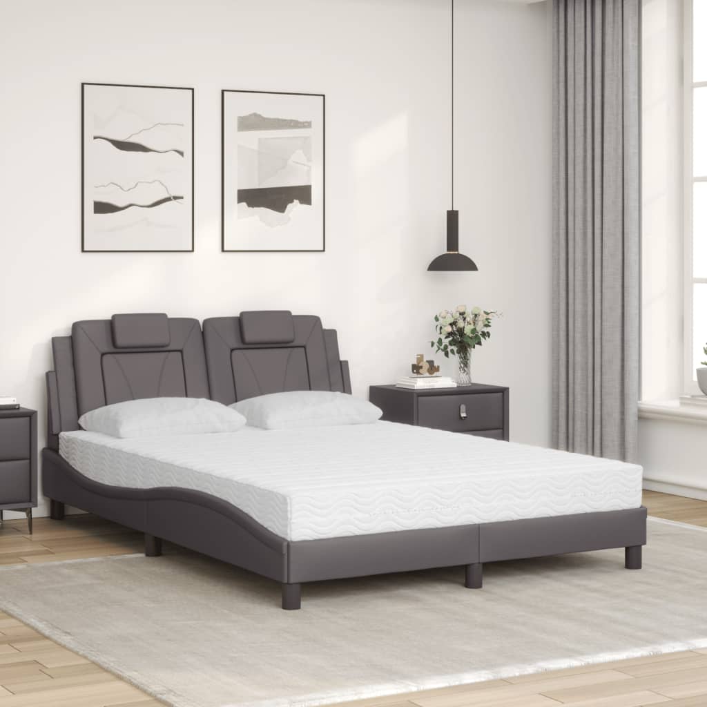 vidaXL Bed met matras kunstleer grijs 120x200 cm afbeelding