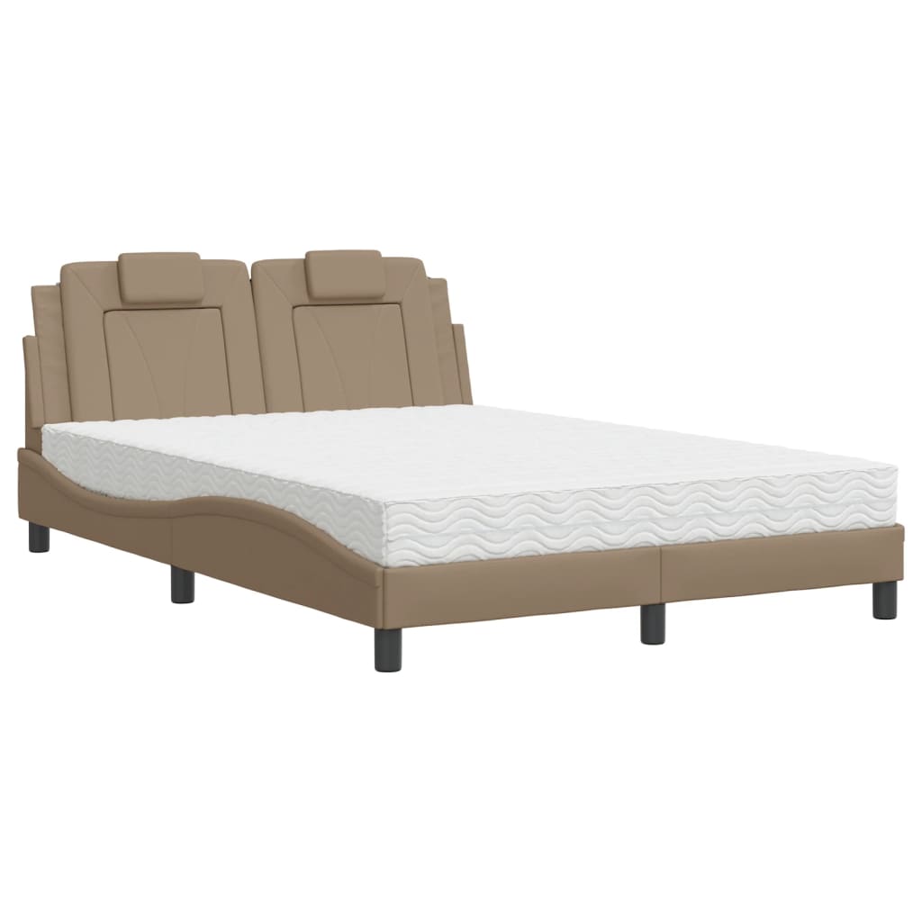 E-shop vidaXL Posteľ Viana s matracom kapučínová 120x200 cm umelá koža