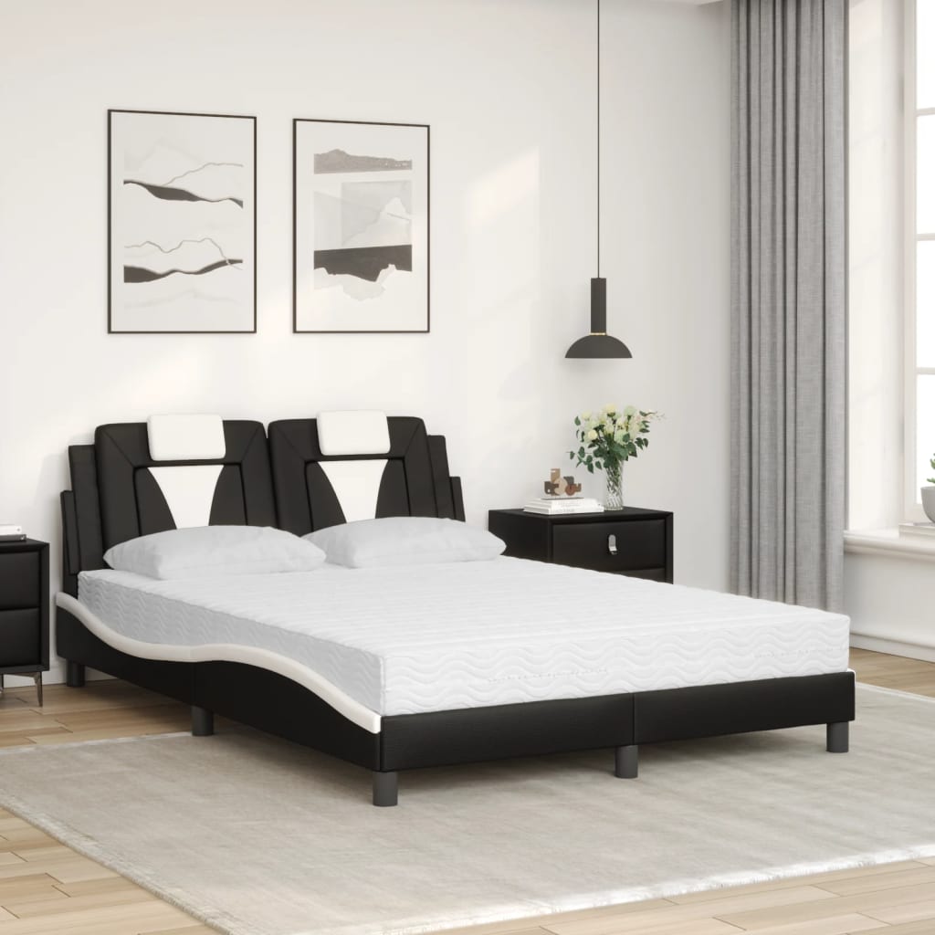 vidaXL Bed met matras kunstleer zwart en wit 120x200 cm afbeelding