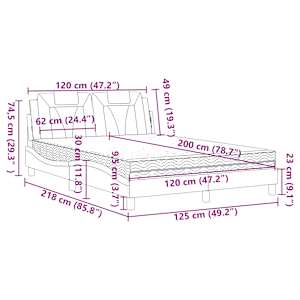 Postel Viana s matrací černá a bílá 120 x 200 cm umělá kůže - obrázek 12